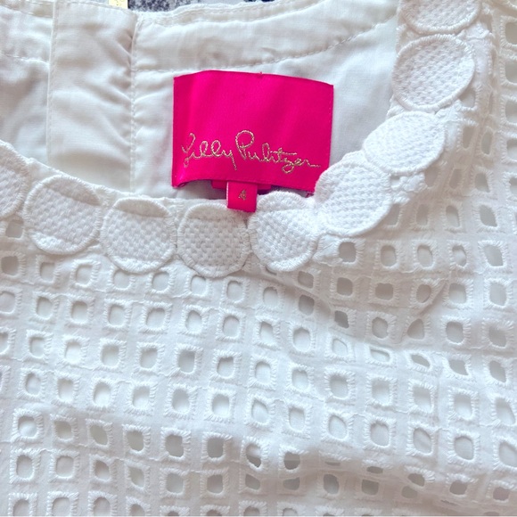 NWT Lilly Pulitzer Jennifer Shift Dress in Resort White Grid Eyelet - Picture 9 of 12